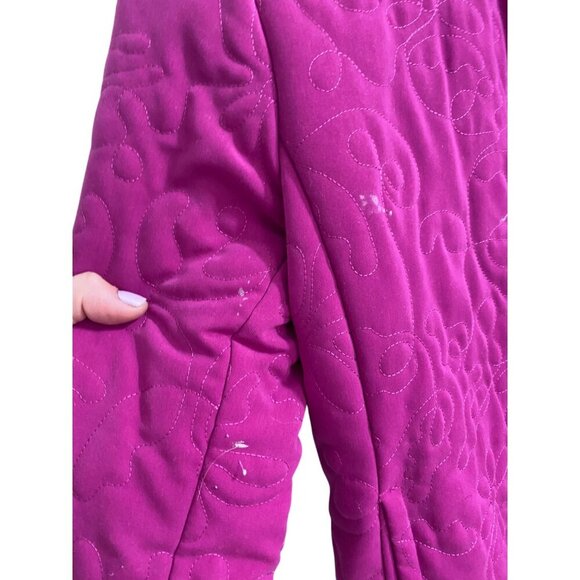 Chico's Pink Quilted Floral Embroidered Jacket winter coat size 0 Small - Picture 5 of 6